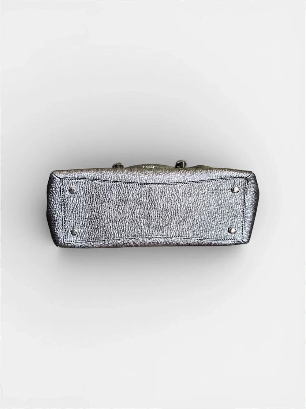 ✨ Coach Mini Sage Silver Metallic Leather Crossbody Satchel EUC